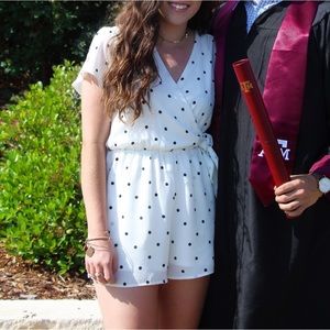 White and Black Polka Dot Romper